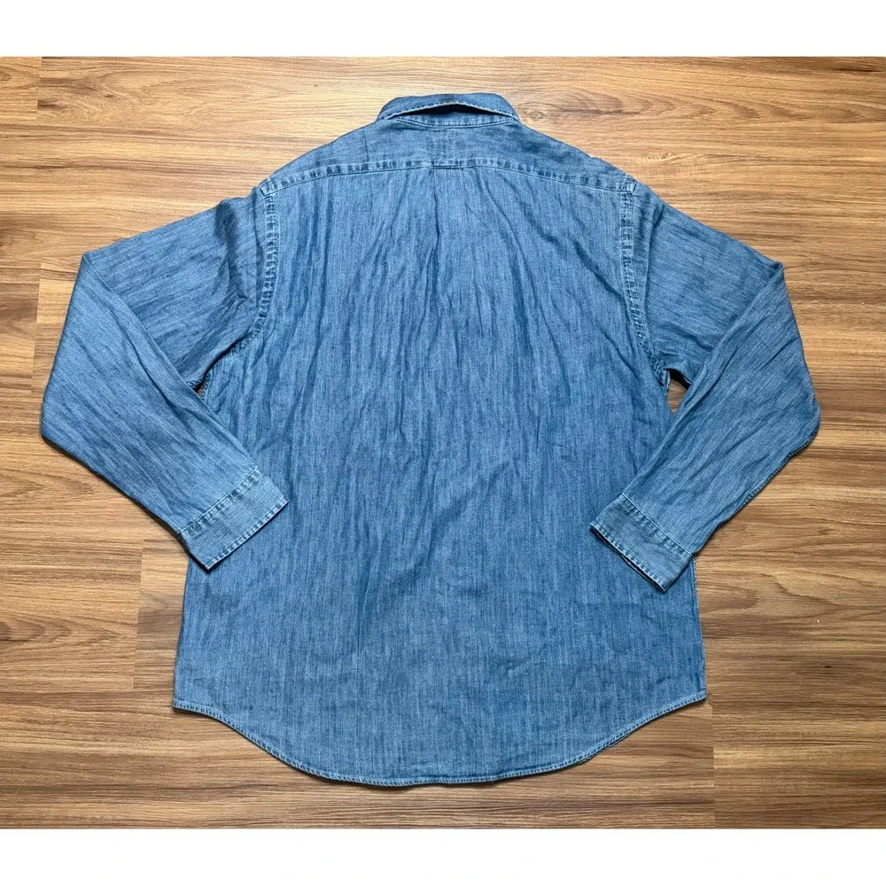 Polo Ralph Lauren Mens Classic Fit Denim Dark Chambray Button Up Shirt Sz XL